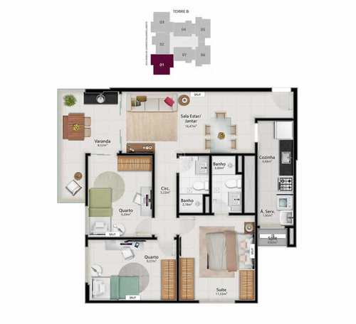 Apartamento, código 489 em Vitória, bairro Jardim da Penha