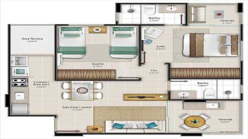 Apartamento, código 316 em Vitória, bairro Santa Cecília