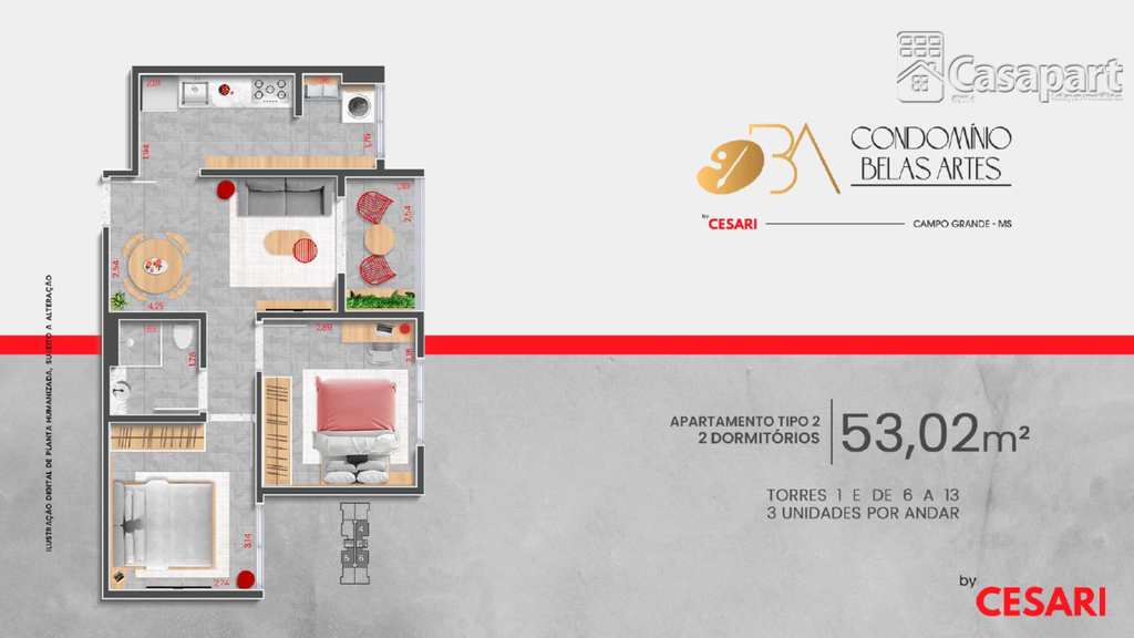 Apartamento em Campo Grande, no bairro Vila Planalto