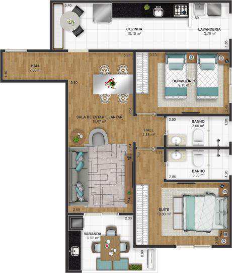 Apartamento em Praia Grande, no bairro Ocian