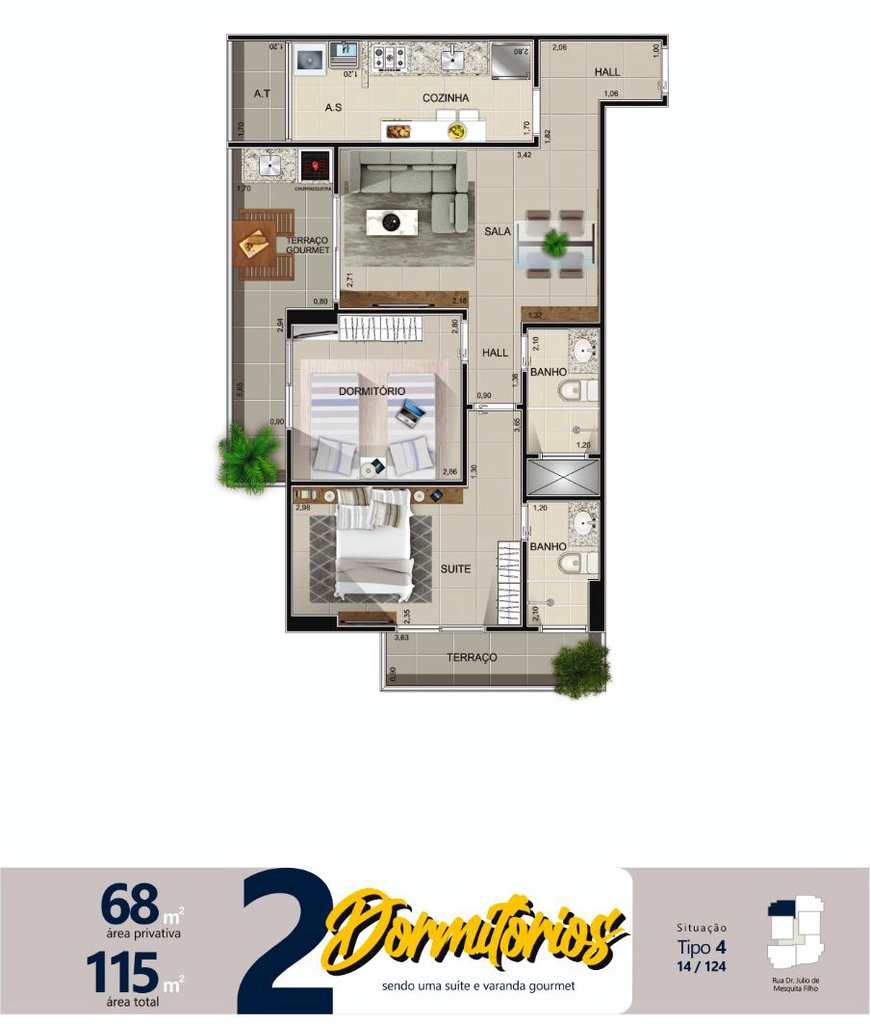 Apartamento em Praia Grande, no bairro Aviação