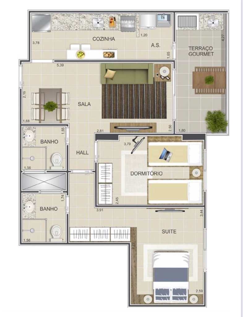Apartamento em Praia Grande, no bairro Ocian