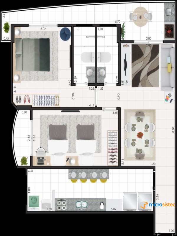 Apartamento em Praia Grande, bairro Canto do Forte