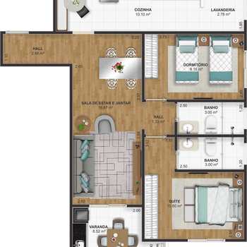 Apartamento em Praia Grande, bairro Ocian