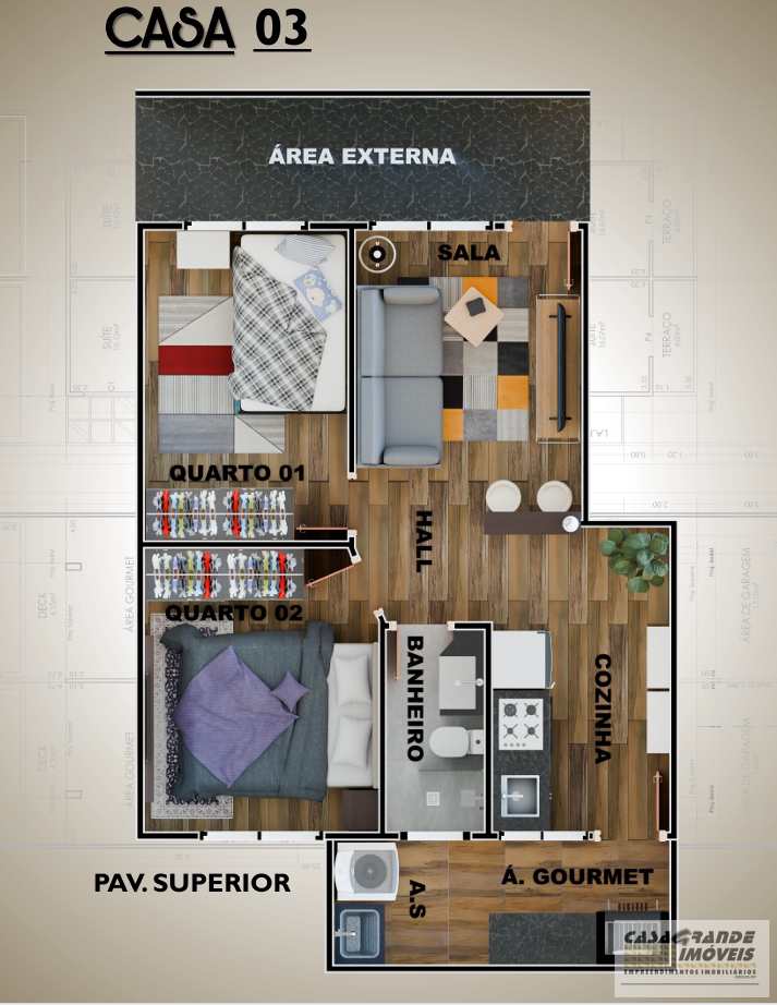 Casa de Condomínio em Praia Grande, no bairro Balneário Maracanã