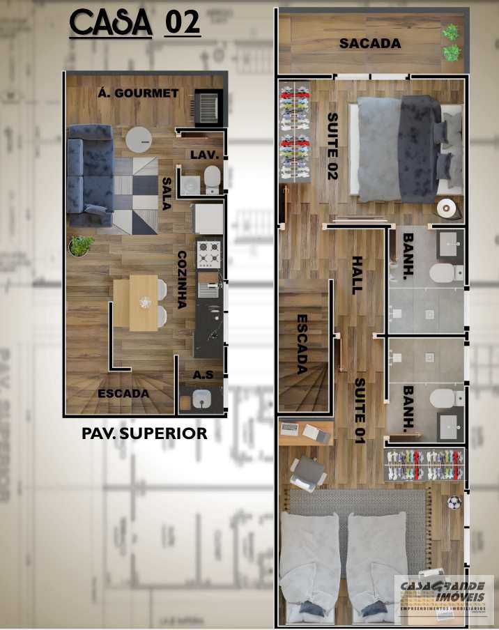 Casa de Condomínio em Praia Grande, no bairro Balneário Maracanã