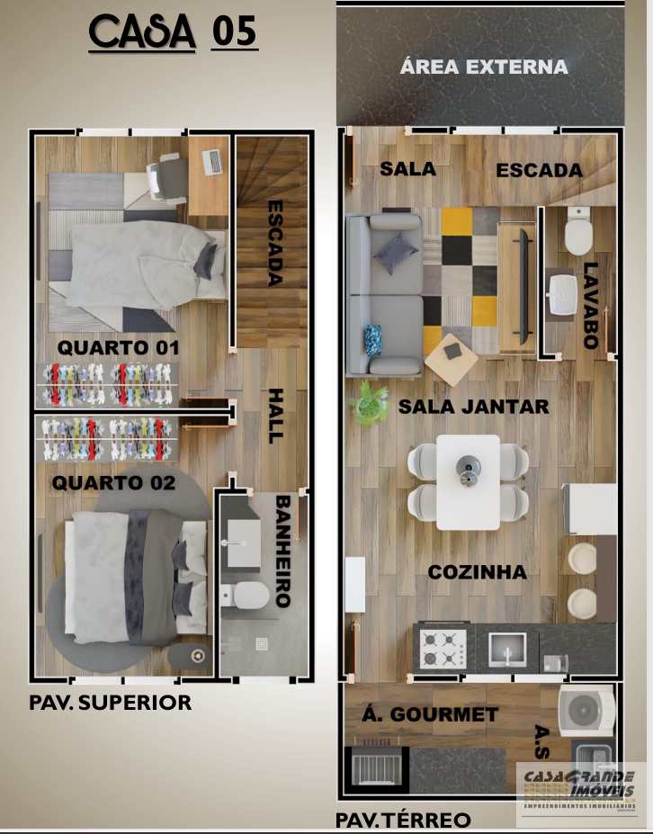 Casa de Condomínio em Praia Grande, no bairro Balneário Maracanã