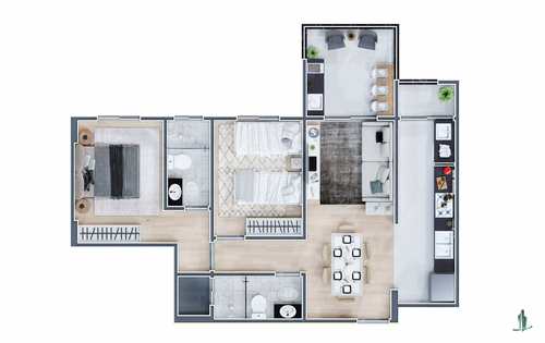 Apartamento, código 1658 em Praia Grande, bairro Mirim