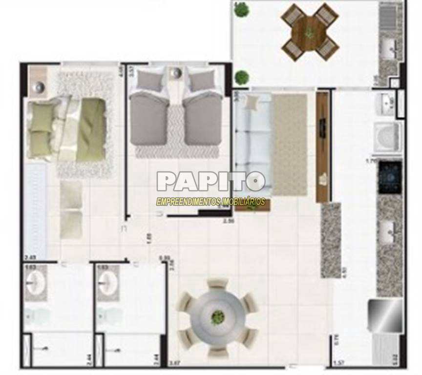 Apartamento em Praia Grande, no bairro Mirim