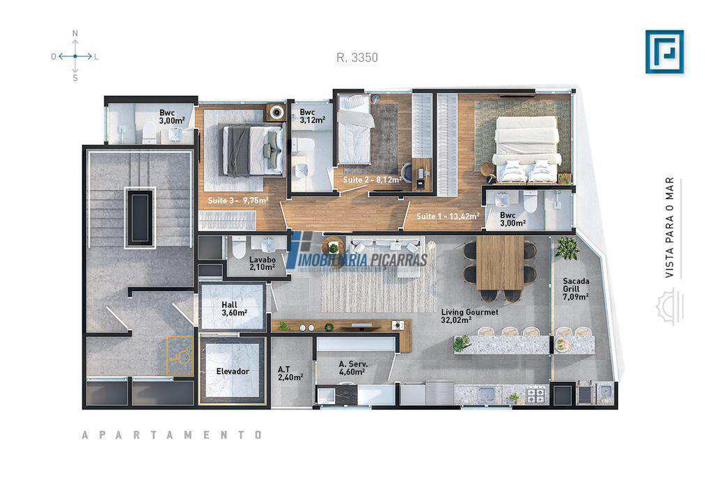 Apartamento em Balneário Piçarras, bairro Itacolomi