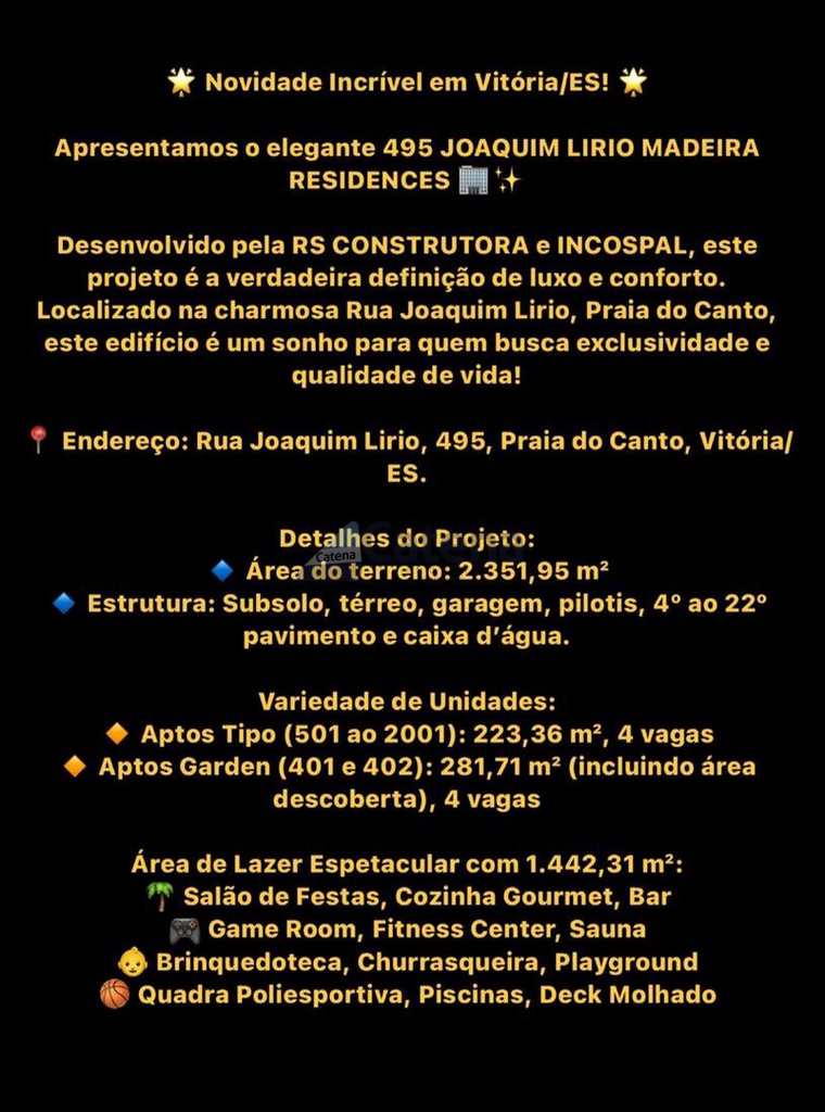 Empreendimento em Vitória, no bairro Praia do Canto