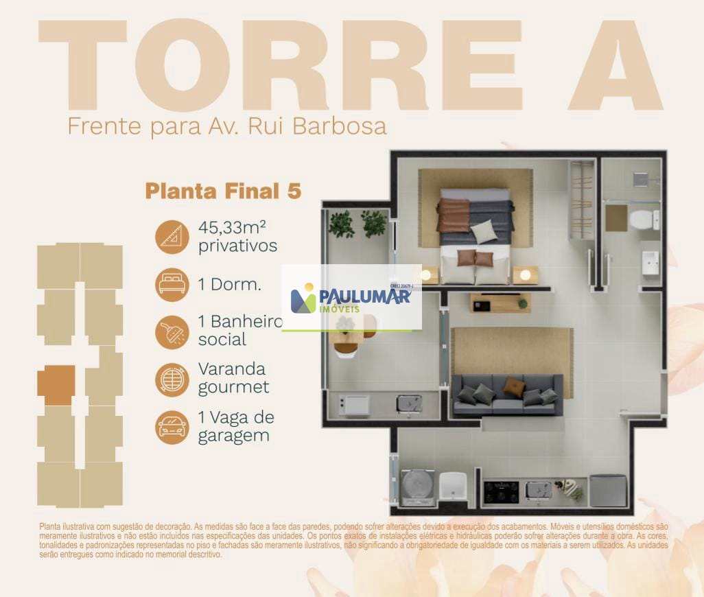 Apartamento à venda com 1 quarto, 45m² - Foto 9