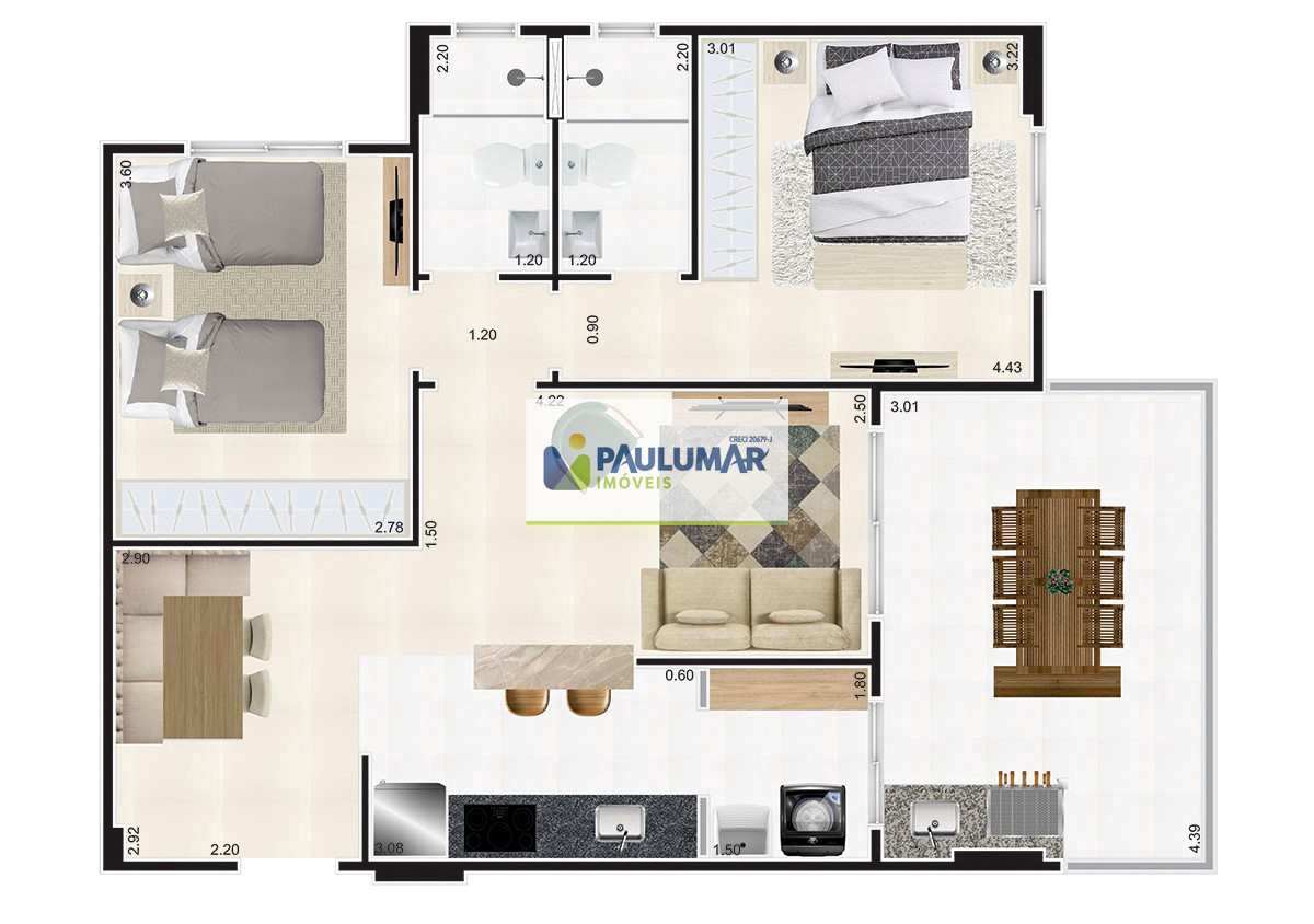 Apartamento à venda com 2 quartos, 75m² - Foto 2