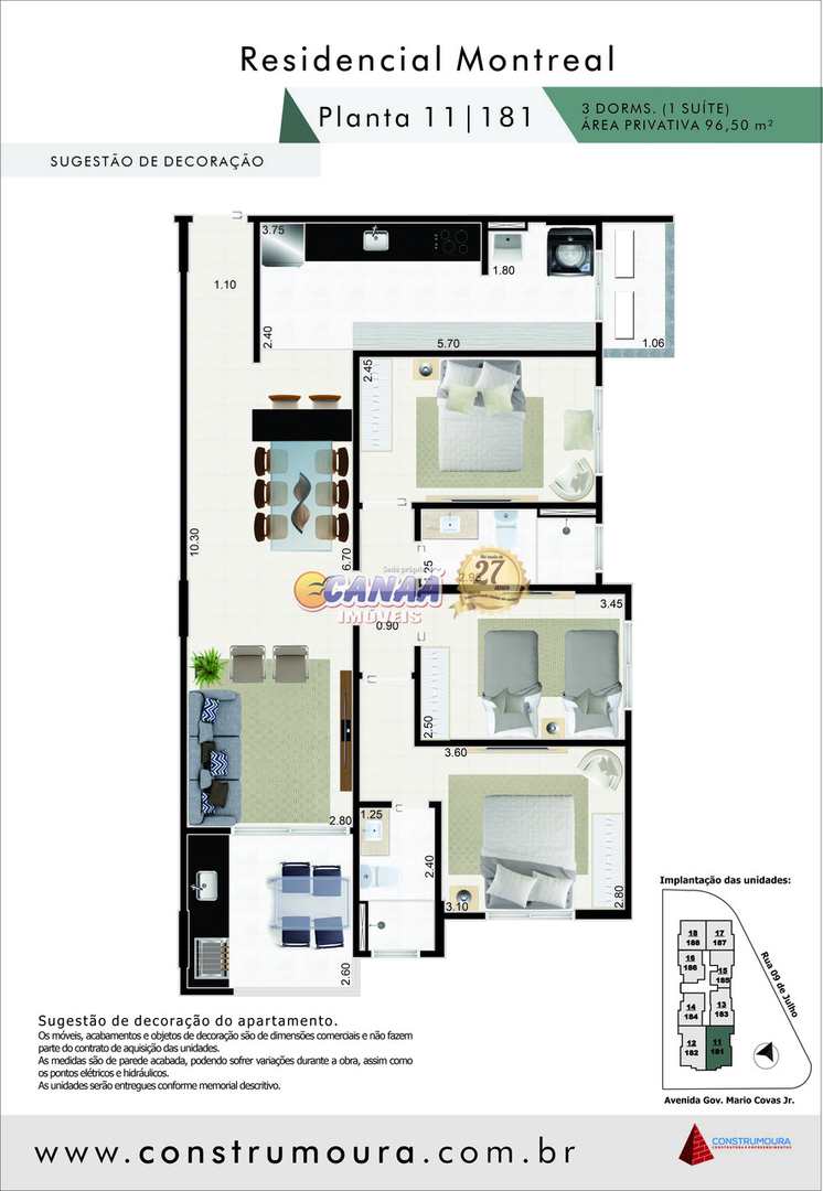 Apartamento à venda com 3 quartos, 96m² - Foto 2