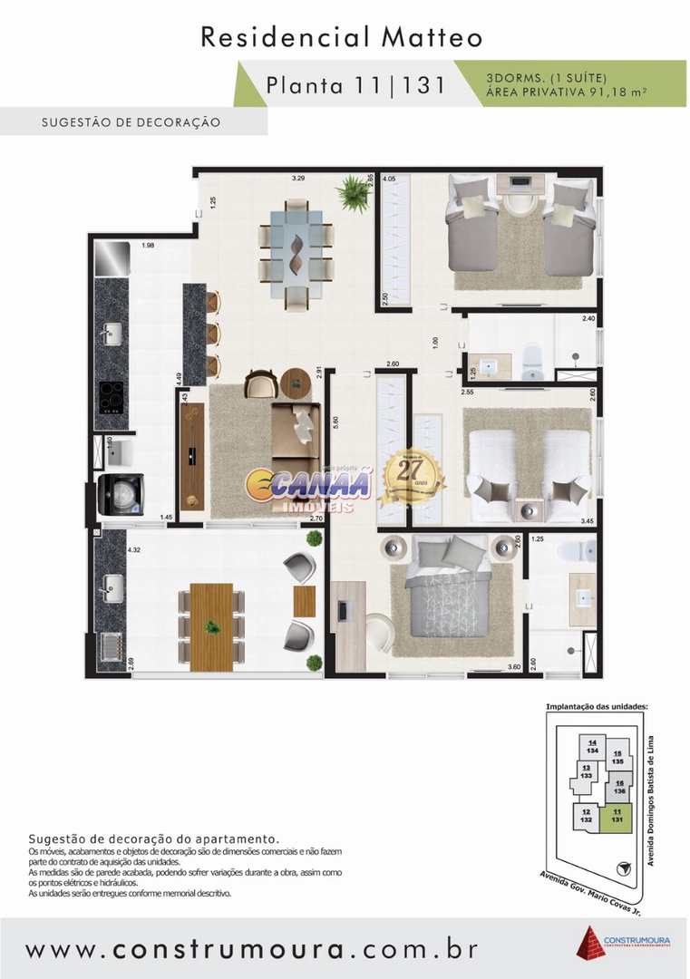 Apartamento à venda com 3 quartos, 91m² - Foto 3