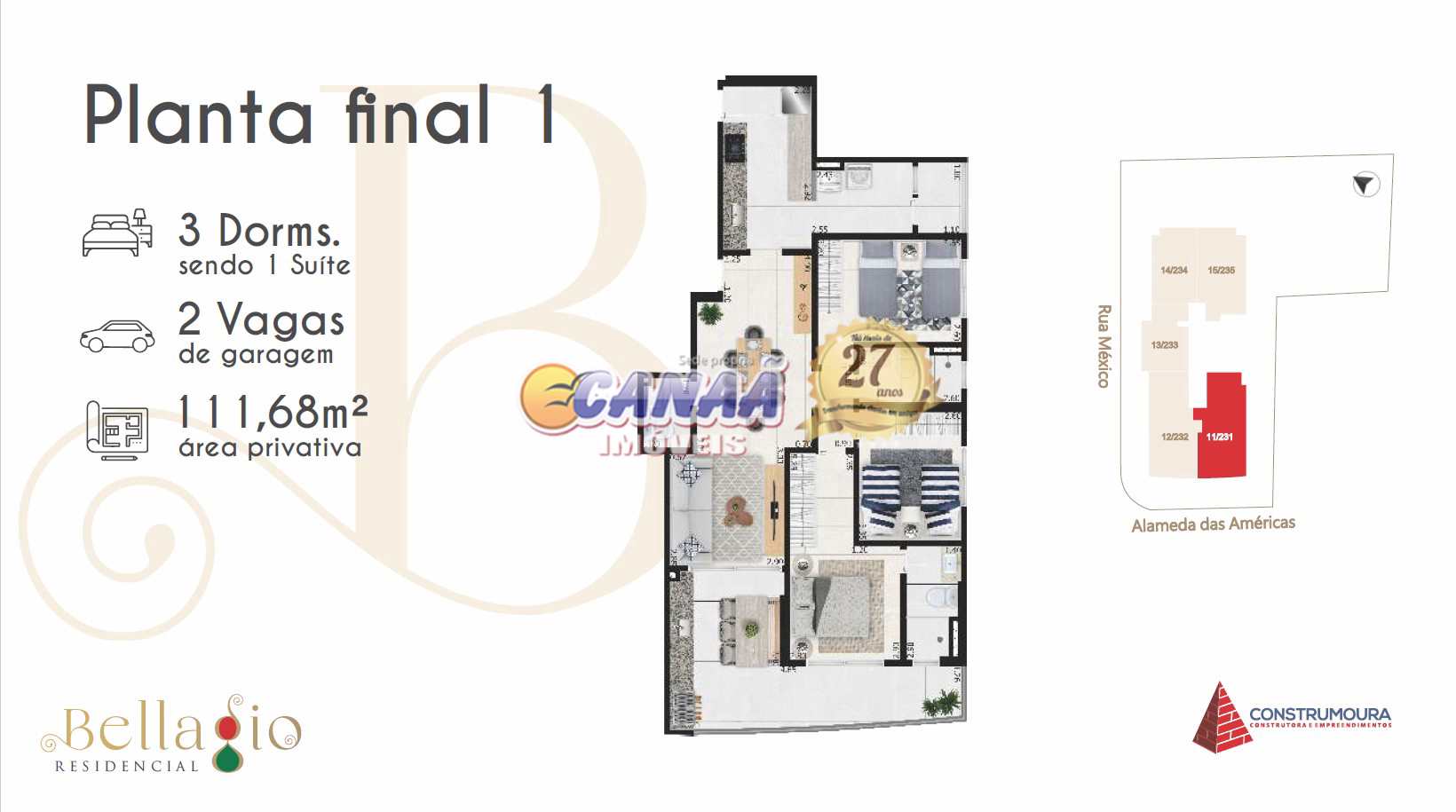 Apartamento à venda com 3 quartos, 111m² - Foto 3