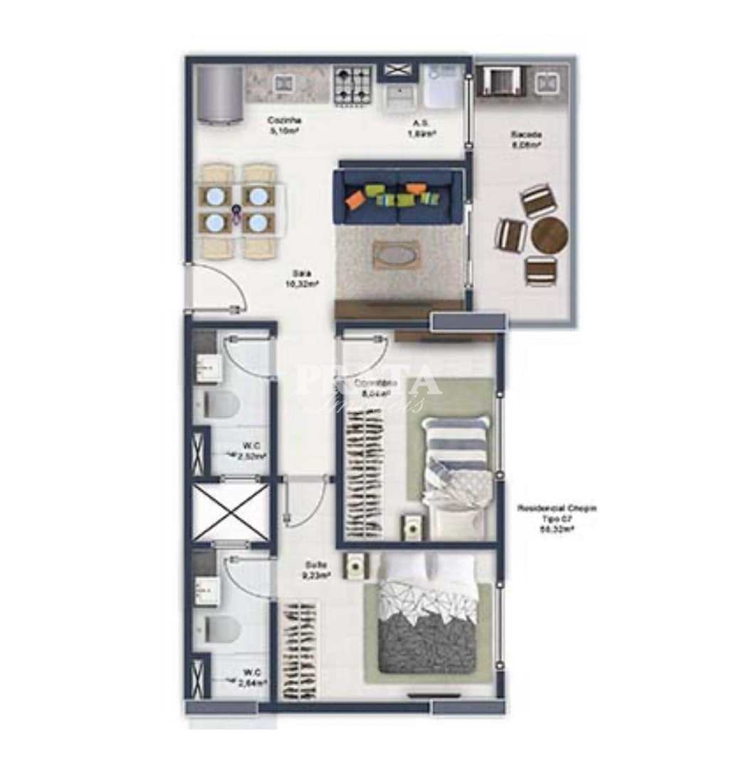 Apartamento à venda com 2 quartos, 57m² - Foto 7