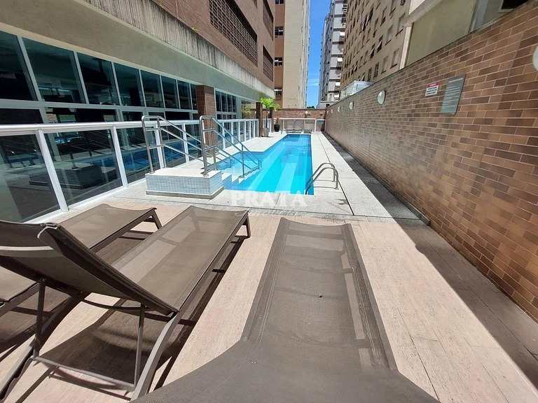 GONZAGA SANTOS 1 DORMITÓRIO 1 VAGA GARAGEM MOBILIADO VISTA MAR