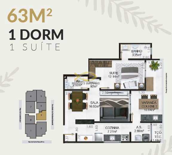 Apartamento à venda com 1 quarto, 62m² - Foto 9