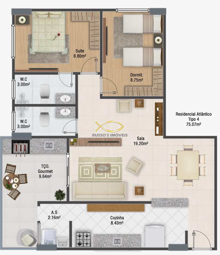 Apartamento à venda com 2 quartos, 75m² - Foto 5