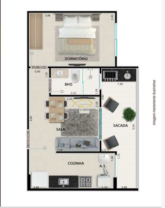 Apartamento à venda com 1 quarto, 40m² - Foto 3