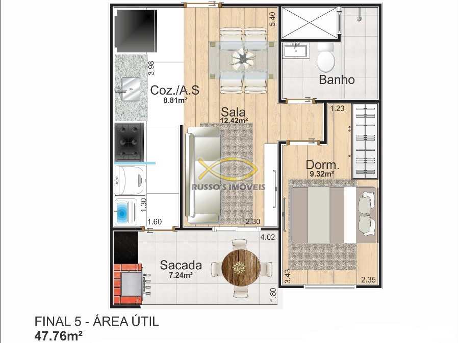 Apartamento à venda com 1 quarto, 47m² - Foto 6