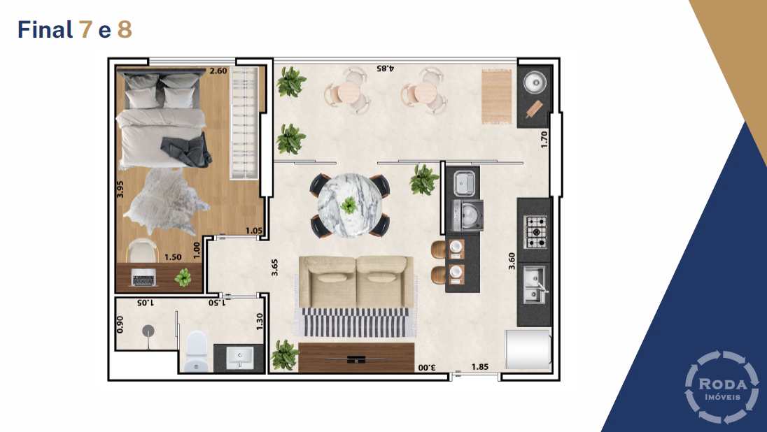 Apartamento à venda com 1 quarto, 43m² - Foto 2