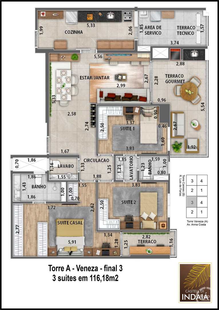 Apartamento à venda com 3 quartos, 116m² - Foto 4