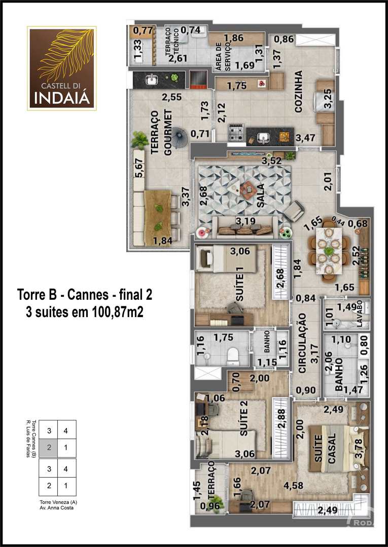 Apartamento à venda com 3 quartos, 100m² - Foto 2