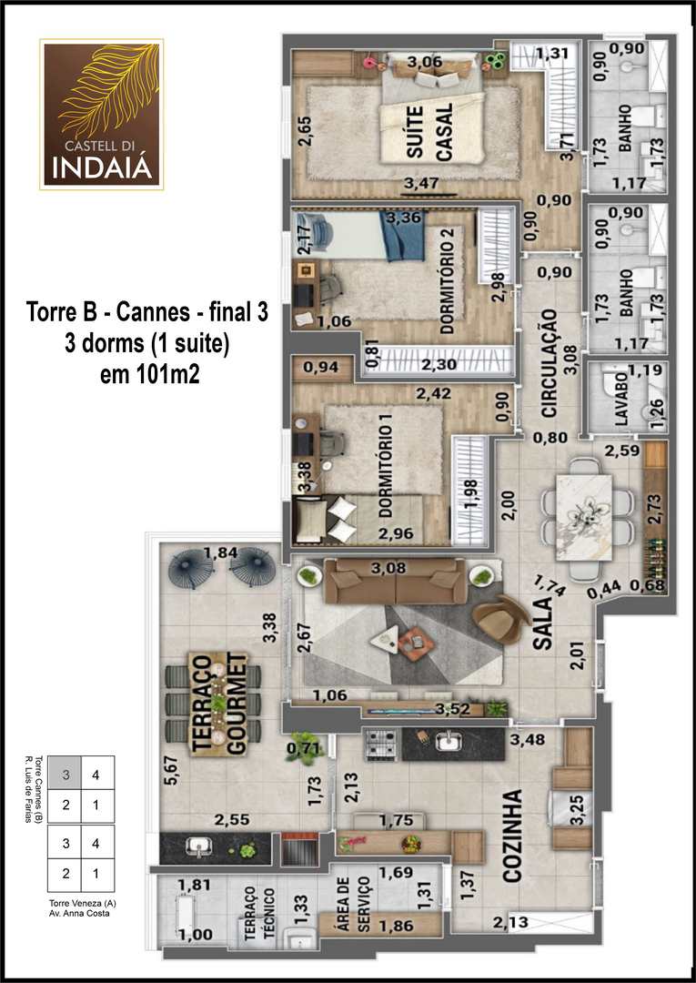 Apartamento à venda com 3 quartos, 101m² - Foto 4