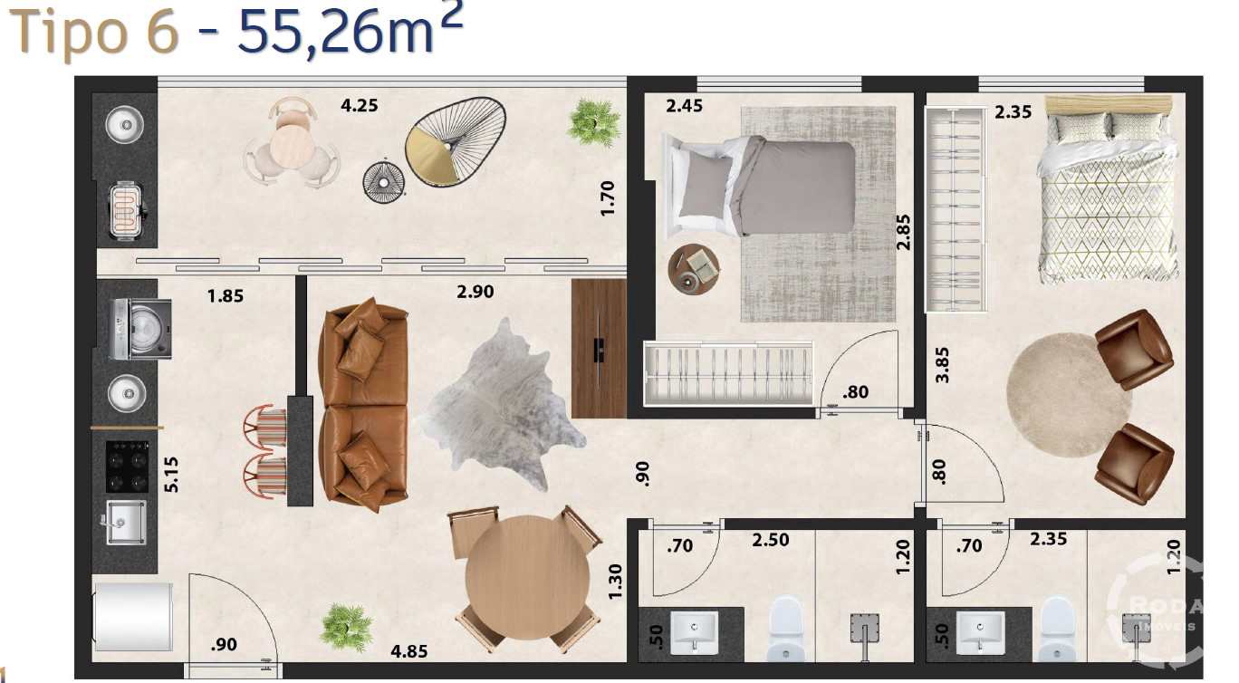 Apartamento à venda com 2 quartos, 64m² - Foto 2