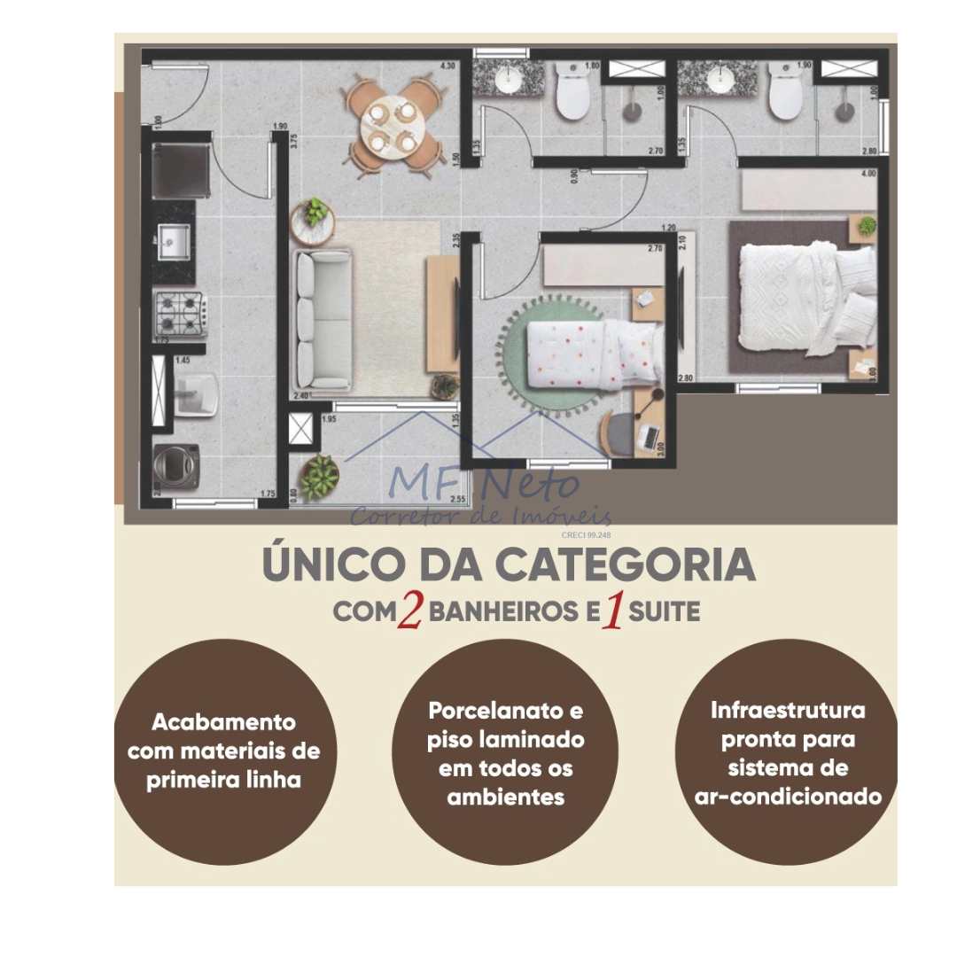 Apartamento à venda com 2 quartos, 60m² - Foto 3