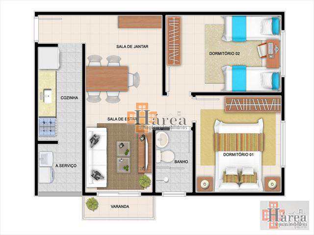 Apartamento à venda com 2 quartos, 61m² - Foto 2