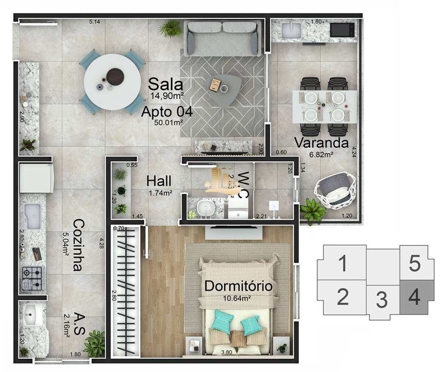 Apartamento à venda com 1 quarto, 50m² - Foto 12