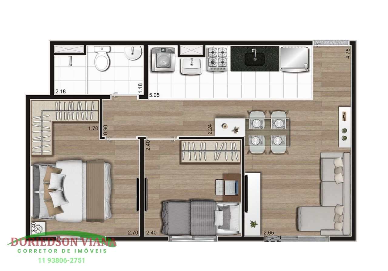 Apartamento à venda com 2 quartos, 40m² - Foto 3