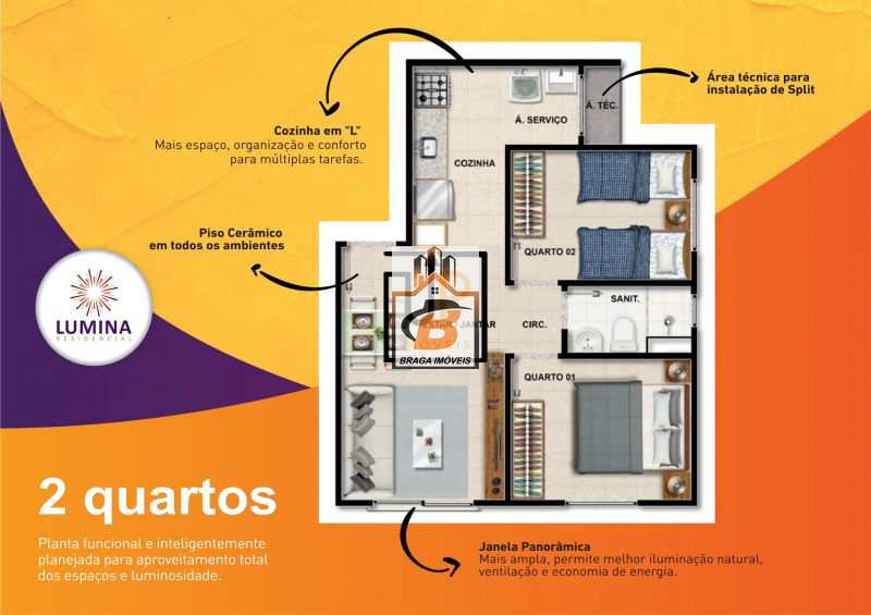 Apartamento à venda com 2 quartos, 44m² - Foto 3