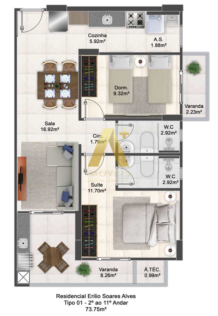 Apartamento à venda com 2 quartos, 73m² - Foto 14