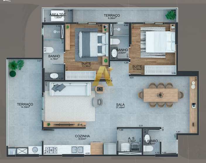 Apartamento à venda com 2 quartos, 151m² - Foto 9