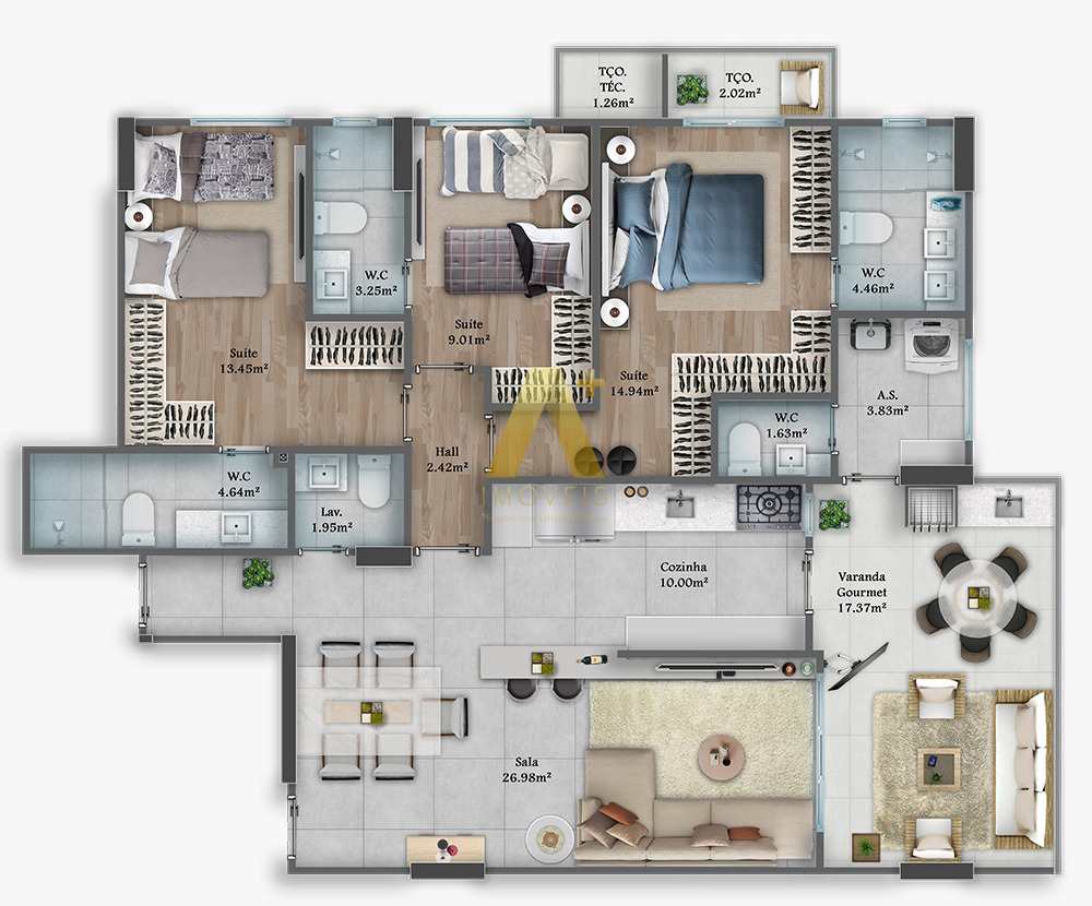 Apartamento à venda com 3 quartos, 129m² - Foto 23