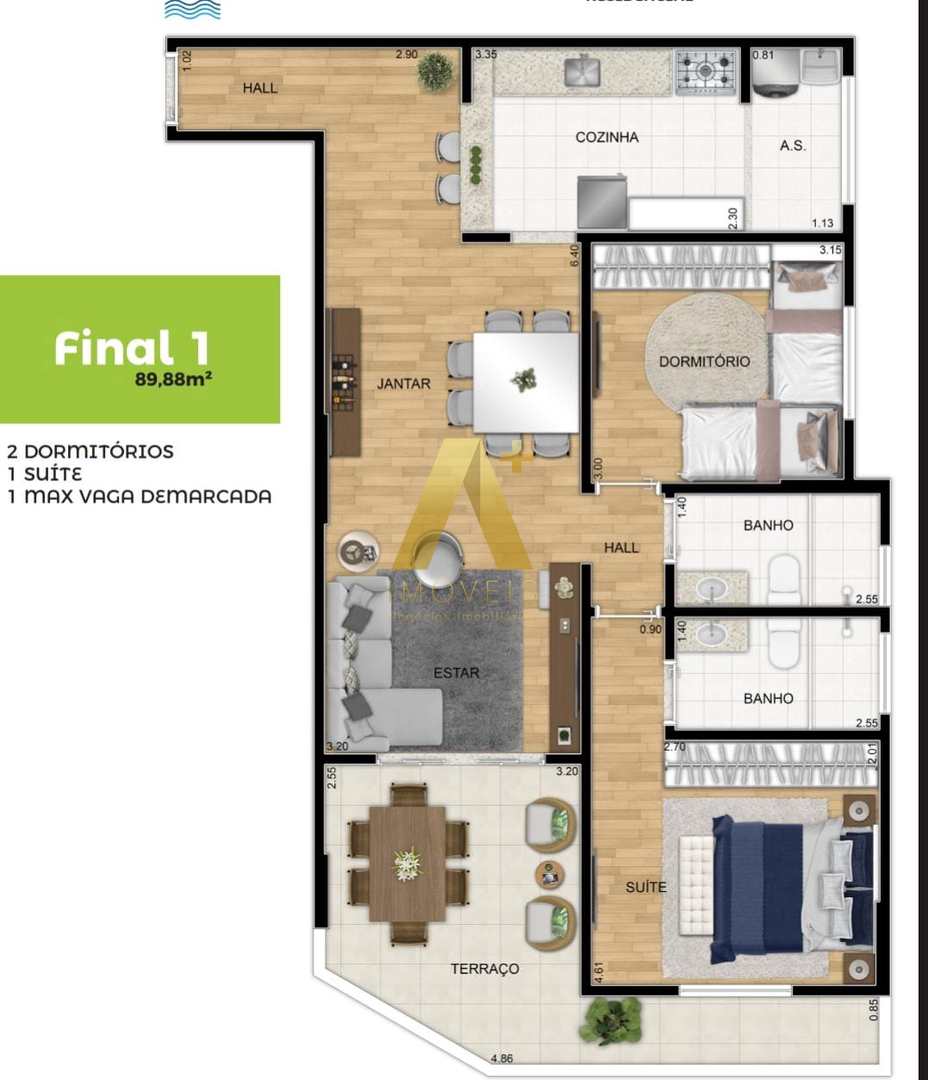 Apartamento à venda com 2 quartos, 89m² - Foto 8