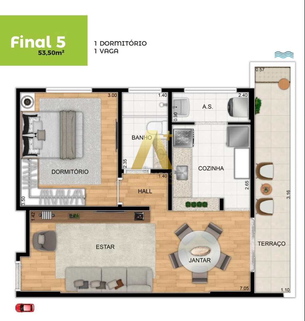 Apartamento à venda com 1 quarto, 53m² - Foto 9