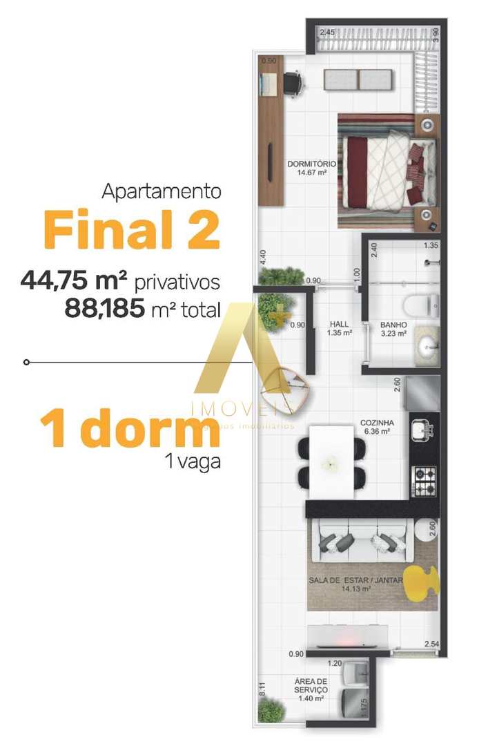 Apartamento à venda com 1 quarto, 44m² - Foto 16