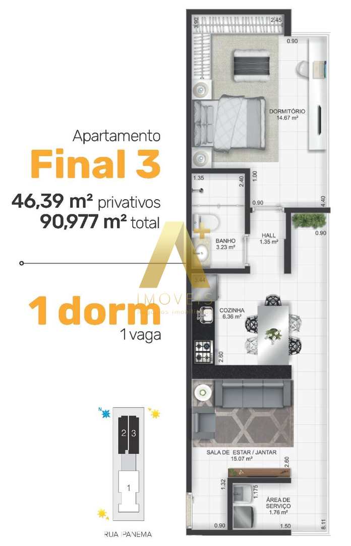 Apartamento à venda com 1 quarto, 46m² - Foto 16