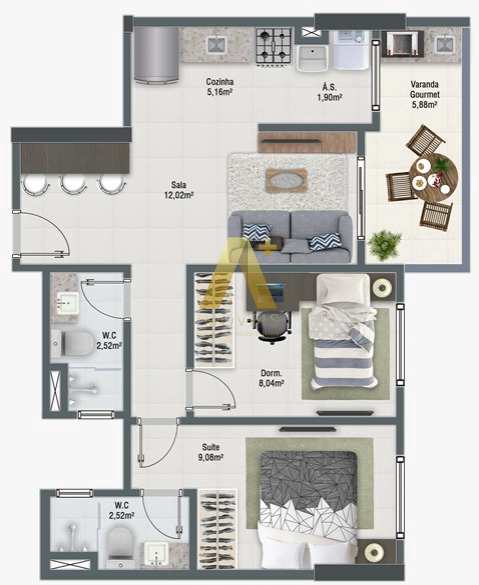 Apartamento à venda com 2 quartos, 57m² - Foto 11