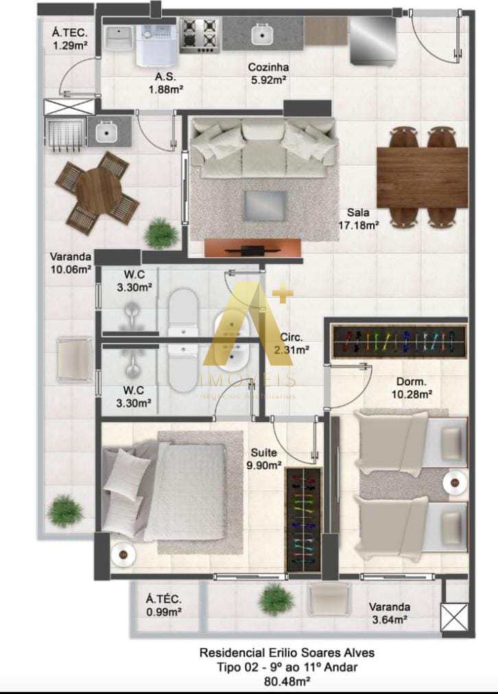 Apartamento à venda com 2 quartos, 80m² - Foto 15