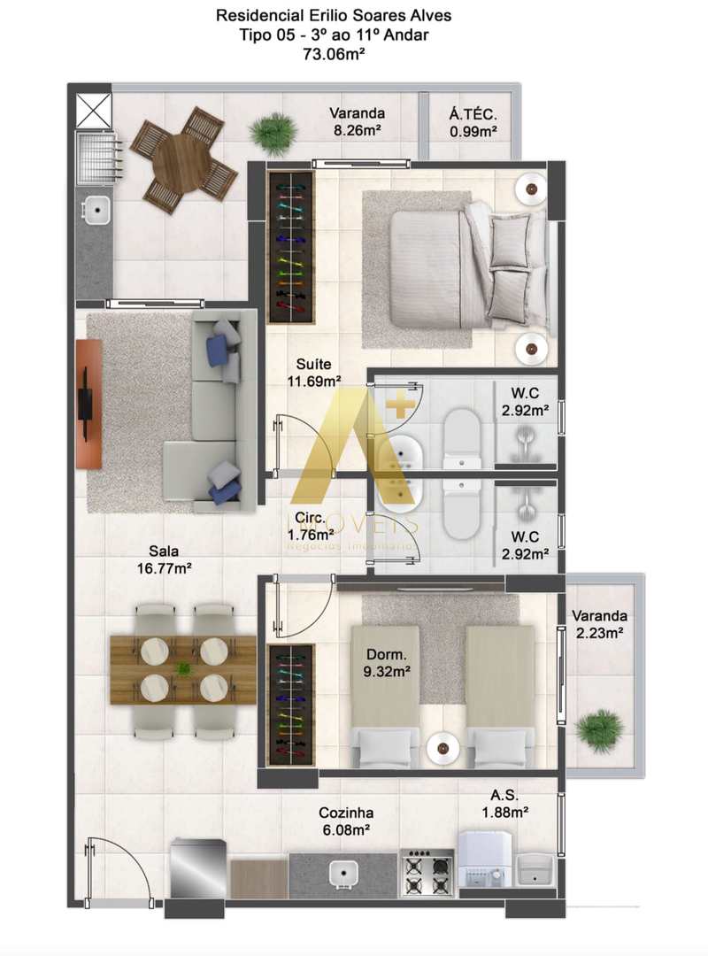 Apartamento à venda com 2 quartos, 73m² - Foto 14