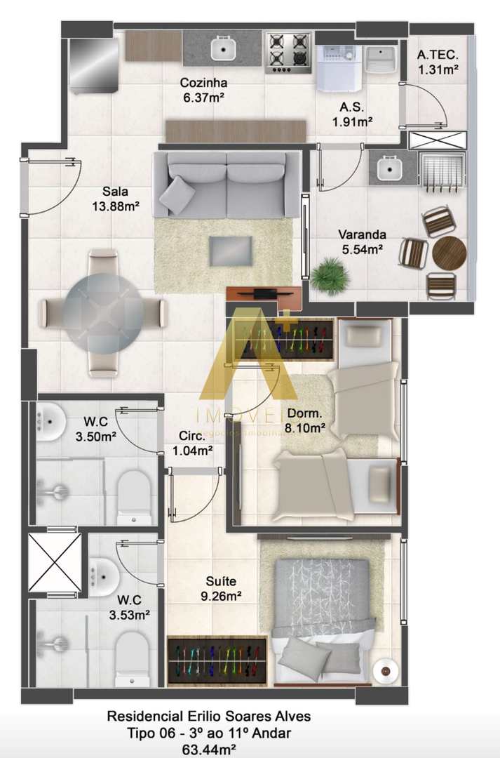 Apartamento à venda com 2 quartos, 63m² - Foto 14