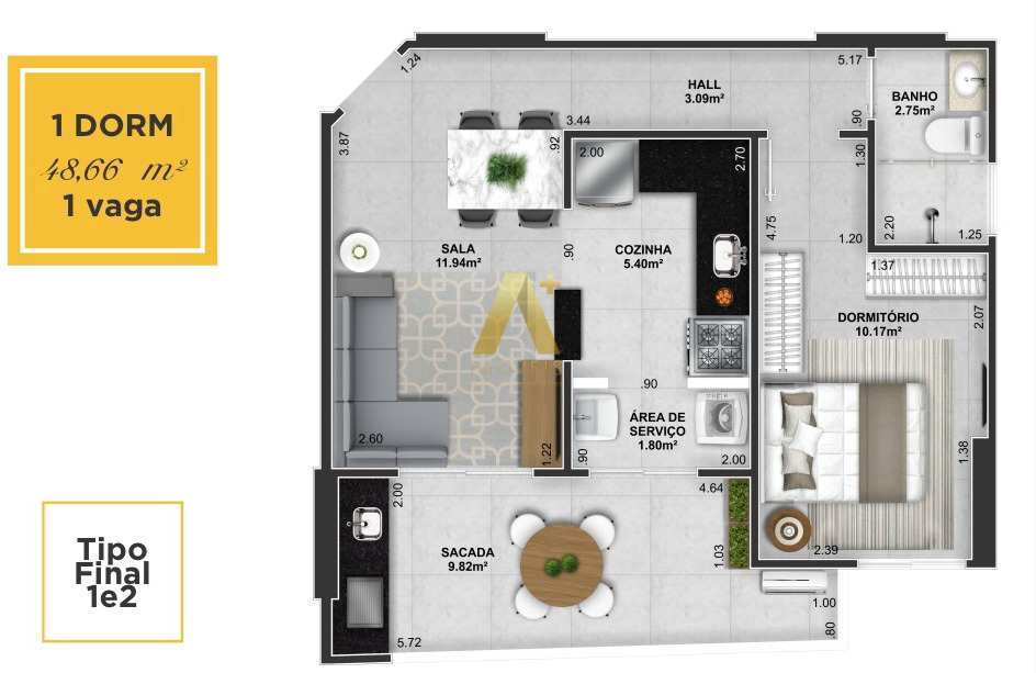 Apartamento à venda com 1 quarto, 51m² - Foto 12