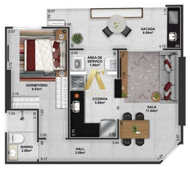 Apartamento à venda com 1 quarto, 51m² - Foto 12