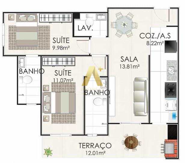 Apartamento à venda com 2 quartos, 74m² - Foto 9